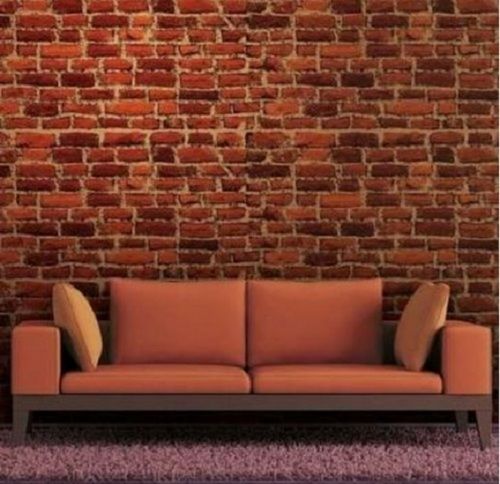 PVC Printed Brown Brick Wallpaper For Home, Thickness 0.3 mm