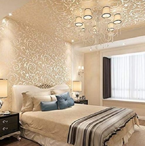Royal Pattern NonWoven Metallic Gold Embossed Wallpaper For HomeHotel