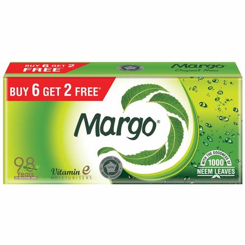 Green Skin Friendly And Prevents Wrinkles Margo Original Neem Soap - 125Gm Pack Of 8 (Buy 6 Get 2 Free)