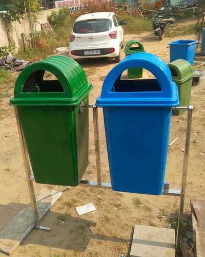  100 % Virgin Plastic Dustbin For Dry And Wet Garbage, Outdoor Purpose (Green And Blue)