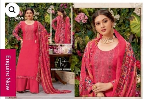 Multicolor Appealing Look Causal Wear Thread Work Semi Stitched Ladies Red Salwar Suits