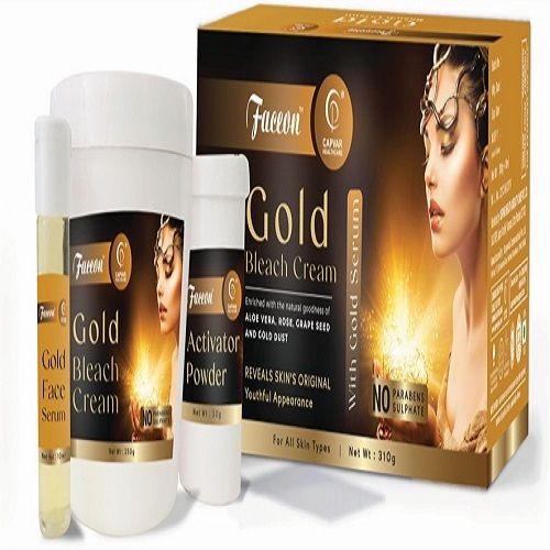 Glitter Effect Faceon Gold Bleach Natural Cream With Activator Powder, Net Weight 310G