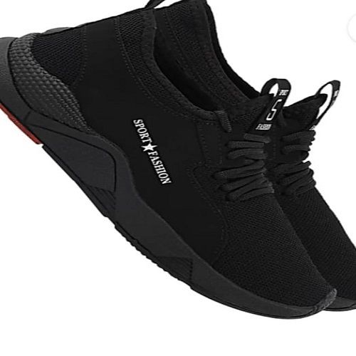 Lightweight Breathable Black Casual Running Shoes For Men With Pvc Material Heel Size: Medium