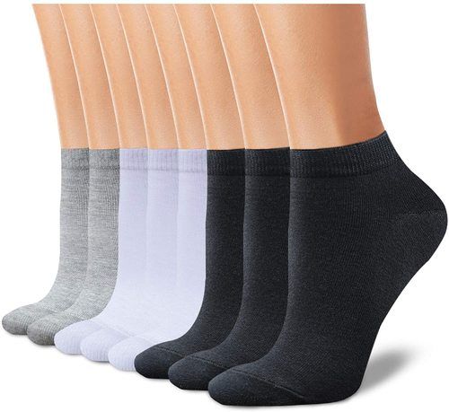 Black Machine Made Plain Casual Socks With Low Ankle Length