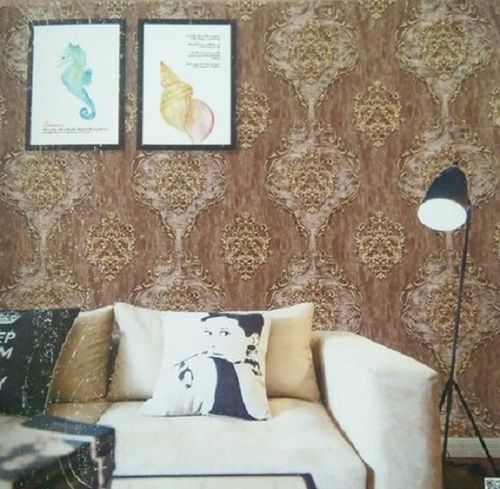 Matte Finish PVC Brown Royal Printed Wallpaper For Home