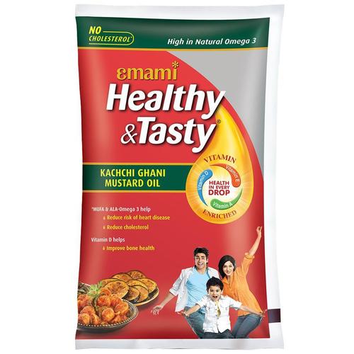 No Added Preservatives No Cholesterol Emami Healthy And Tasty Kachchi Ghani Mustard Oil