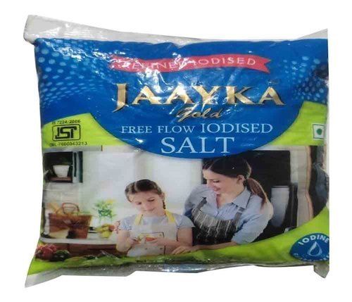 A Grade White Refined Iodized Free Flow Salt, Net Weight 1 Kg Pouch Pack