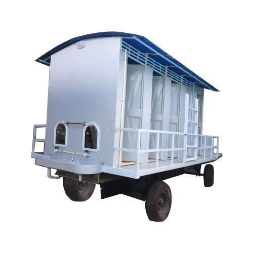 White Four Wheel Type Frp Mobile Portable Toilet (Tank Capacity 500 To 2200 Ltr)