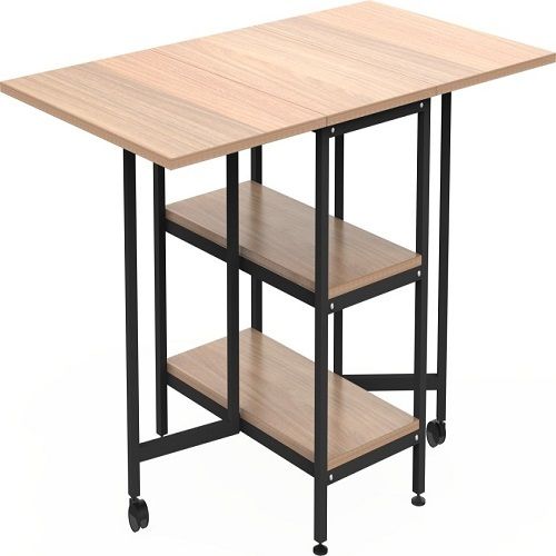 One Seater Light Weight Folding Dining Table With Storage Rack For Home, Hotel  No Assembly Required