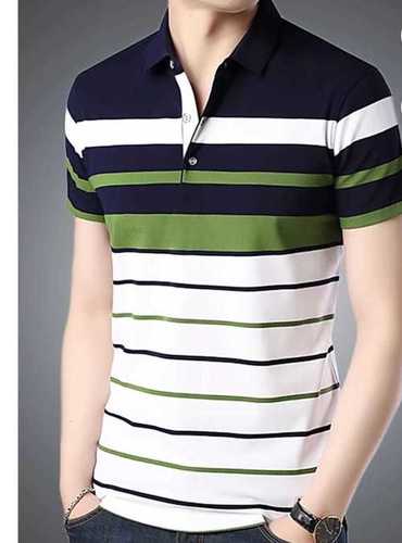 100% Cotton Fabric White And Black Lining Mens Regular Fit Half Sleeves T-Shirt Gender: Boy