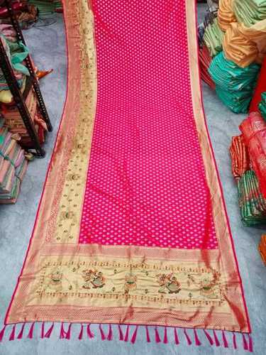 Multi Bridal Wear Designer Banarasi Silk Saree With Pink Color And 5.5 Meter Length And Blouse Piece