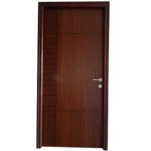 Dark Brown Rectangular Teak Solid Wood Swing Style Polished Plain Flush Door