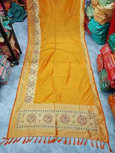 Heavy Banarasi Silk Saree With Woven Design Blouse Piece And 5.5 Meter Saree Length