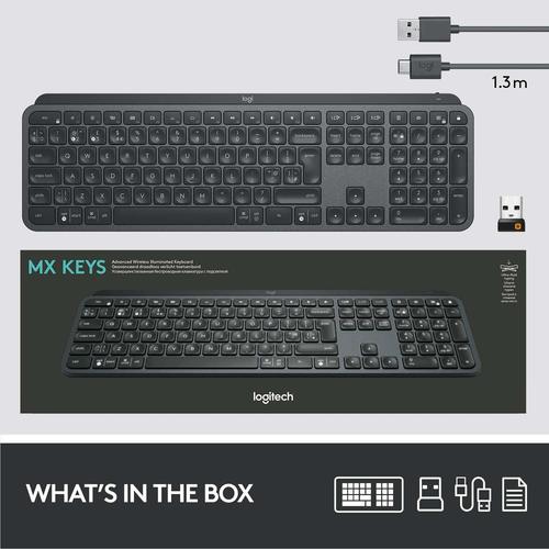 Logitech Mx Keys Advanced Wireless Keyboard With Dimension 13.2 X 43.2 X 2 Cm And 800Gm Application: Computer