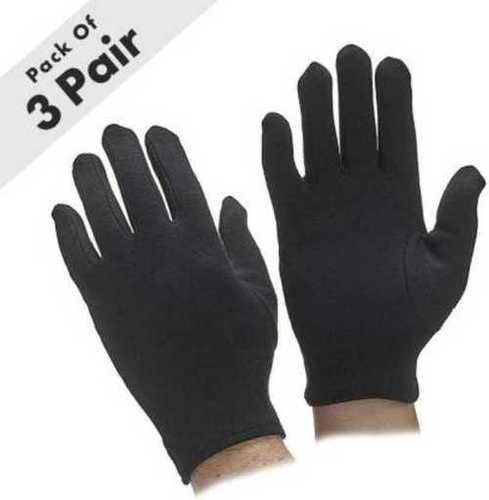 Plain Black Colour Full Fingered Hand Gloves Pack Of 3 Pair For Heavy Work Usage: Daily Life