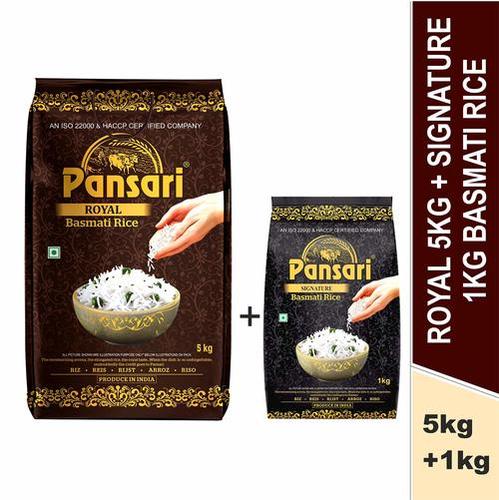 White Rich In Aroma And Delicious Taste Pansari Basmati Rice Packet Of 6 Kg (Medium Grain Rice) 