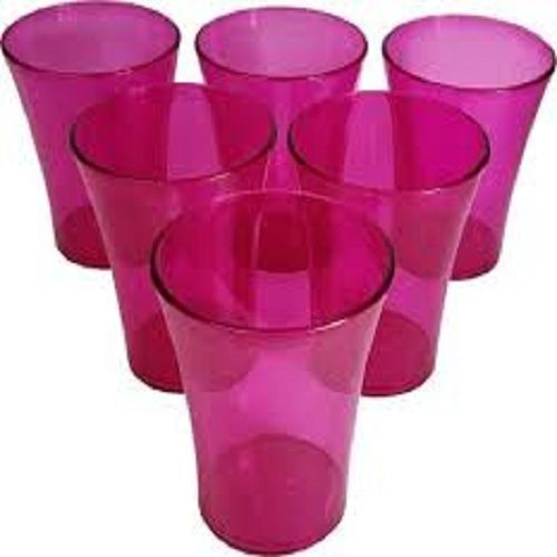  100% Plastic Disposable Pink Color Glass For Soft Drinks, Juices And Water, Set Of 6