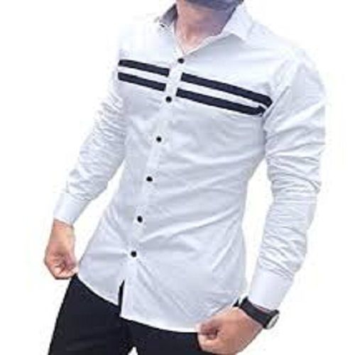 100% Cotton Fabric White And Black Lining Mens Shirts, Long Sleeves, Easy To Clean, Round Neck Shirt, And Comfortable Age Group: Customize