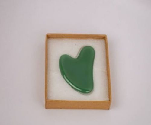 Natural Jade Gua Sha - Standard Size 3.2x2.2 Inch Green Heart Tool | Anti-Wrinkle Massage, Improves Blood Circulation, Reduces Puffiness