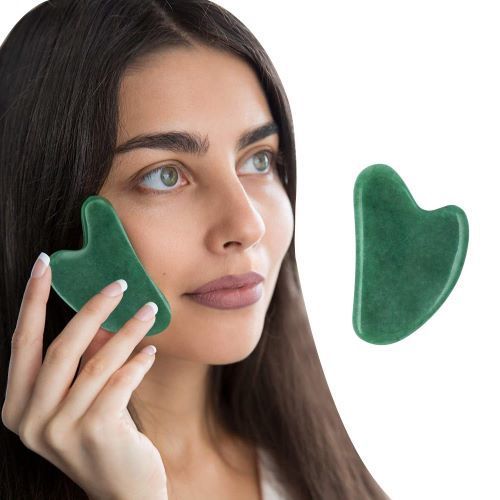 Soothes Face & Body Natural Jade Gua Sha Facial Scraping Massage Stone