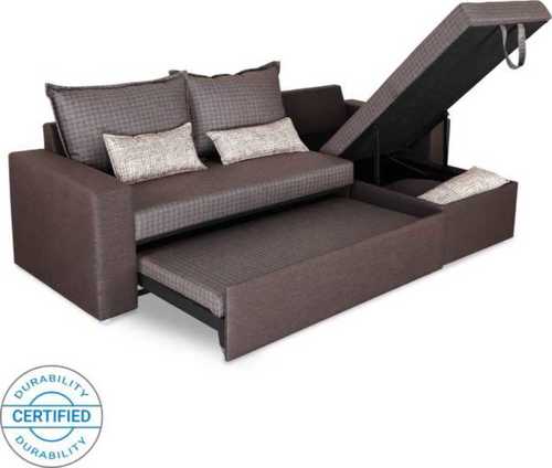 Durable Polished Brown Fabric And Wooden Sofa Cum Bed For Home, Hotel, Office