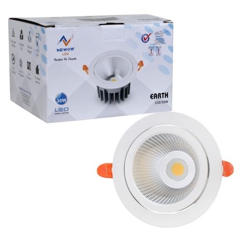 Sleek High Tech Easy To Install Round White Recessed Ceiling Cob Led Spot Light (30 Watt) Input Voltage: 110 Volt (V)