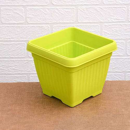 Custom Square Shape Lemon Green Plastic Garden Planter Pots For Decoration