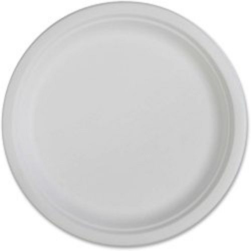 White Sugarcane Bagasse Round Light Weight Renewable Disposable Plate With Eco Friendly