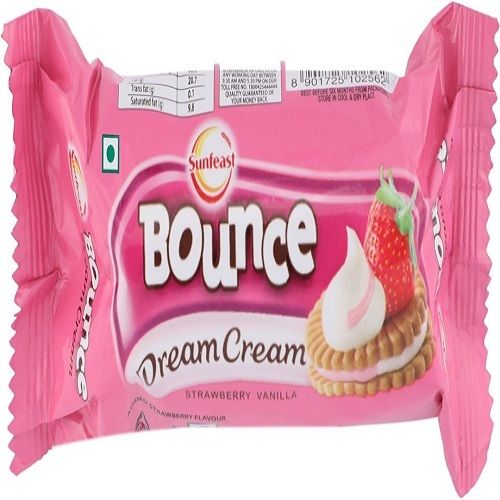 Tasty And Crunchy Sunfeast Bounce Dreamcream Strawberry Vanilla, 120 G Pack Of 1