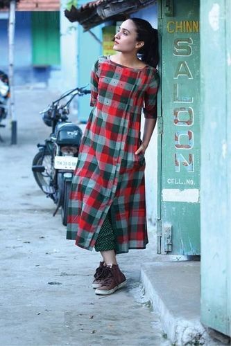 Checked Straight Kurti