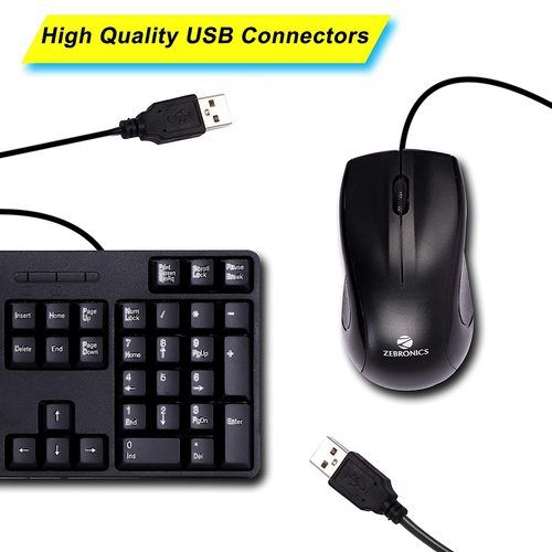 Zebronics Wired Keyboard And Mouse Combo With Ergonomic Design And Rupee Key