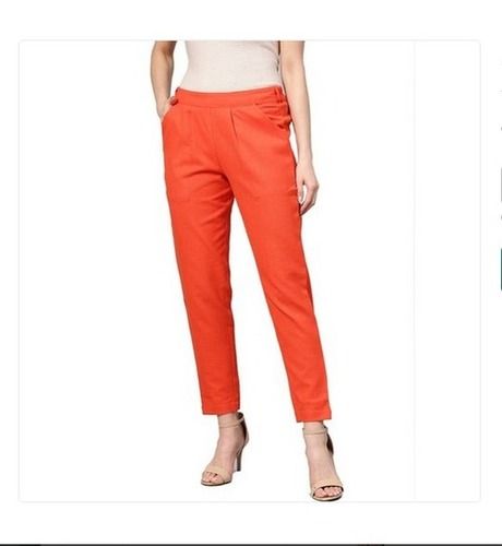 ON & ON Plain Ladies Orange Cotton Lycra Straight Pant, Waist Size: 26-44  at Rs 799 in Kolkata