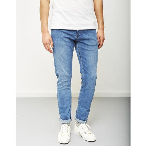 Extremely Stretchy And Easy To Carry Mens Blue Washed Low Rise Straight Denim Jeans - Cotton Blend Waist Size 32 Color Blue | Breathable Washable Slim-Fit