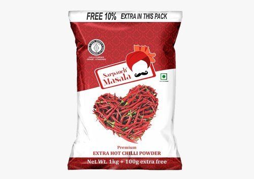 Red No Artificial Color Added, Sarpanch Masala Premium Extra Hot Chilli Powder For Cooking,100 Net Wt 1Kg+100G, Extra Free