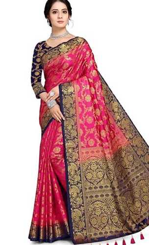 Red And Cream Banarasi Jacquard Saree -