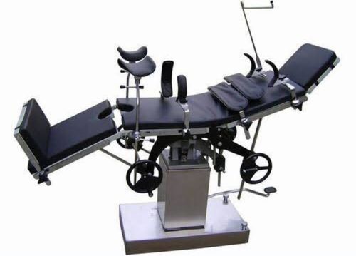 Adjustable Height Table For Medical Use Black Colour Stainless Steel Transport And Easier Operating