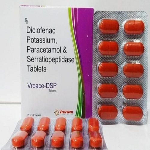 Vroace Dsp Diclofenac Potassium Paracetamol And Serratiopeptidase Tablets
