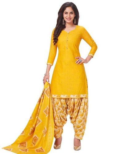 Casual Design And Yellow Color Full Sleeves Ladies Cotton Suit For Festive And Party Occasion Decoration Material: Cloths
