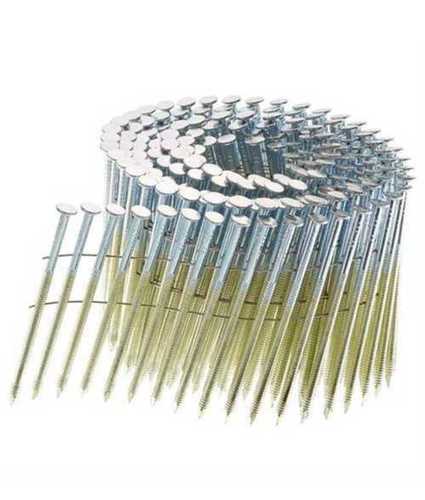 Silver Colour Round Head Type Polished Iron Coil Nails, 5-15 Mm Diameter