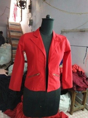 Dry Cleaning Zippered Cuffs Red Color Womens Cotton Motorcycle Short Jacket For Women 