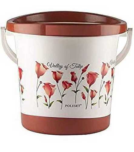 Round Chocolate And White Color Printed Plastic Bathroom Bucket For Bathroom