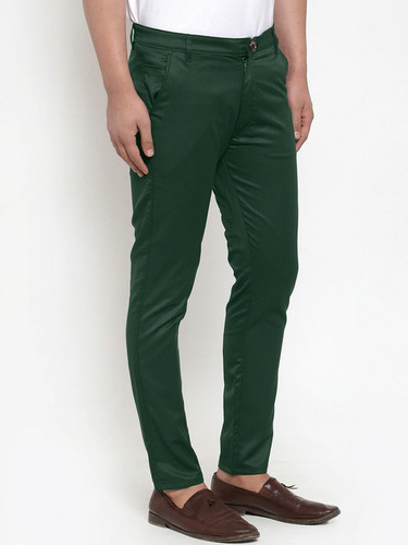 Women Olive Green Solid High-Rise Skinny Fit Formal Trouser
