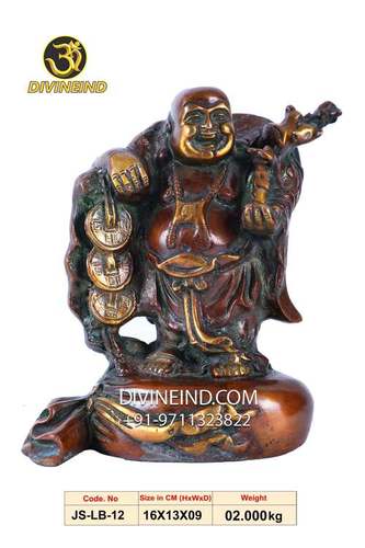 Divineind Handmade Brass Laughing Buddha As A Wealth Giver Statue