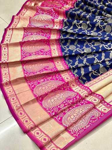 Multicolor Dry Cleaning Multi Colour Printed Cotton Saree With/Without Blouse Piece