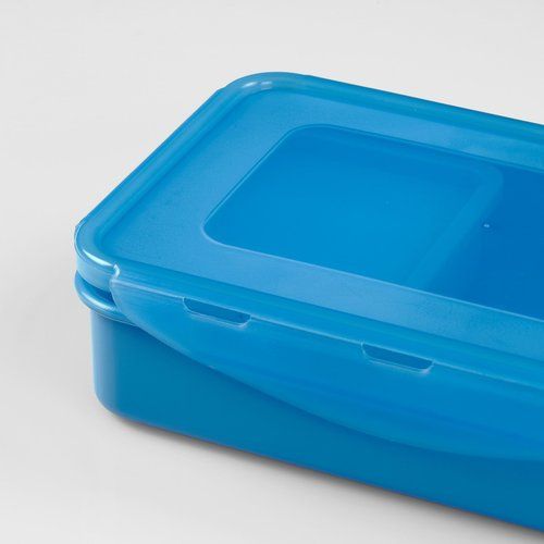 Easy To Open And Close Rectangular Blue Plastic Lunch Box (20x13x5 Cm) Capacity: 2 Kg/day