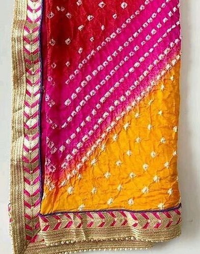 Traditional Lahriya Chiffon Designer Multi Color Ladies Dupatta For Casual Wear Decoration Material: Laces