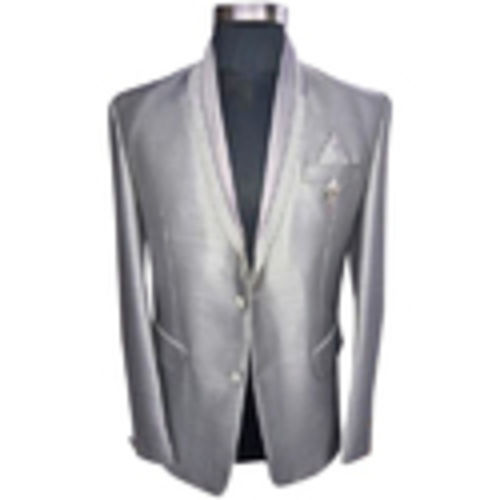 Eye Catching Look Two Button Closure Mens Cotton Sillver Full Sleeves Casual Blazers