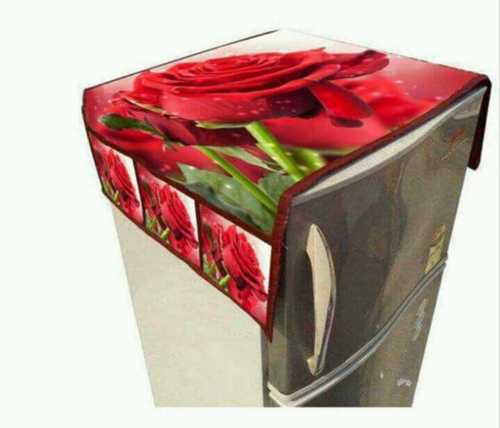 Handwashable Rectangular Rose Print Pvc Fridge Top Cover, 21x38 Inches