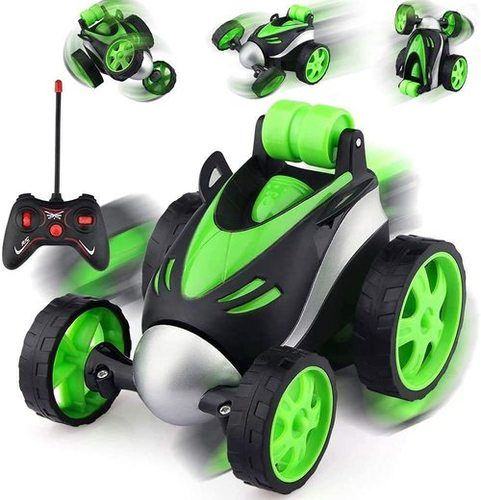 Black And Green Haridun Remote Control Stunt Car Rechargeable With 360 Degree Flip Non Breakable Plastic Material