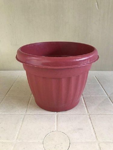 Maroon Color Round Shape Plastic Garden Flower Pots for Planting